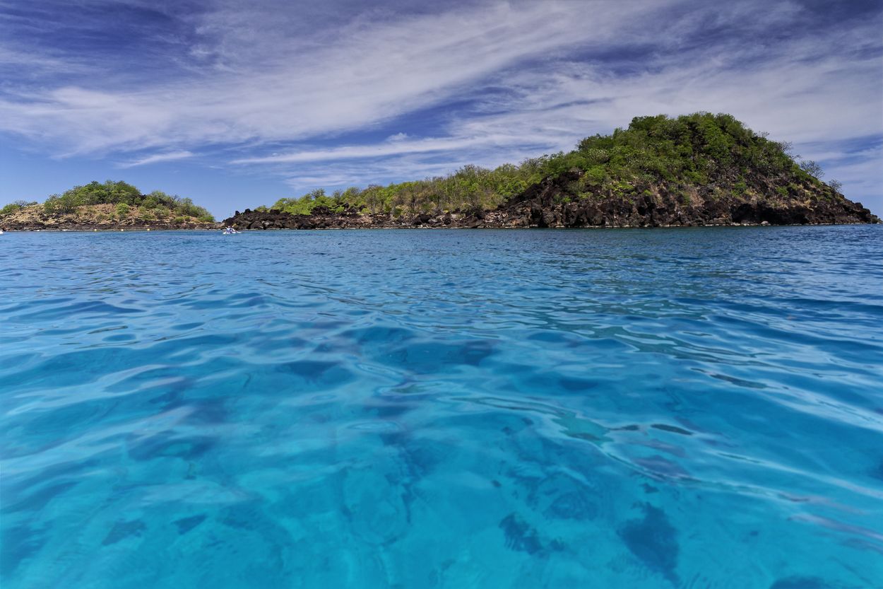 arrivée kayak ilet pigeon eau turquoise réserve cousteau
