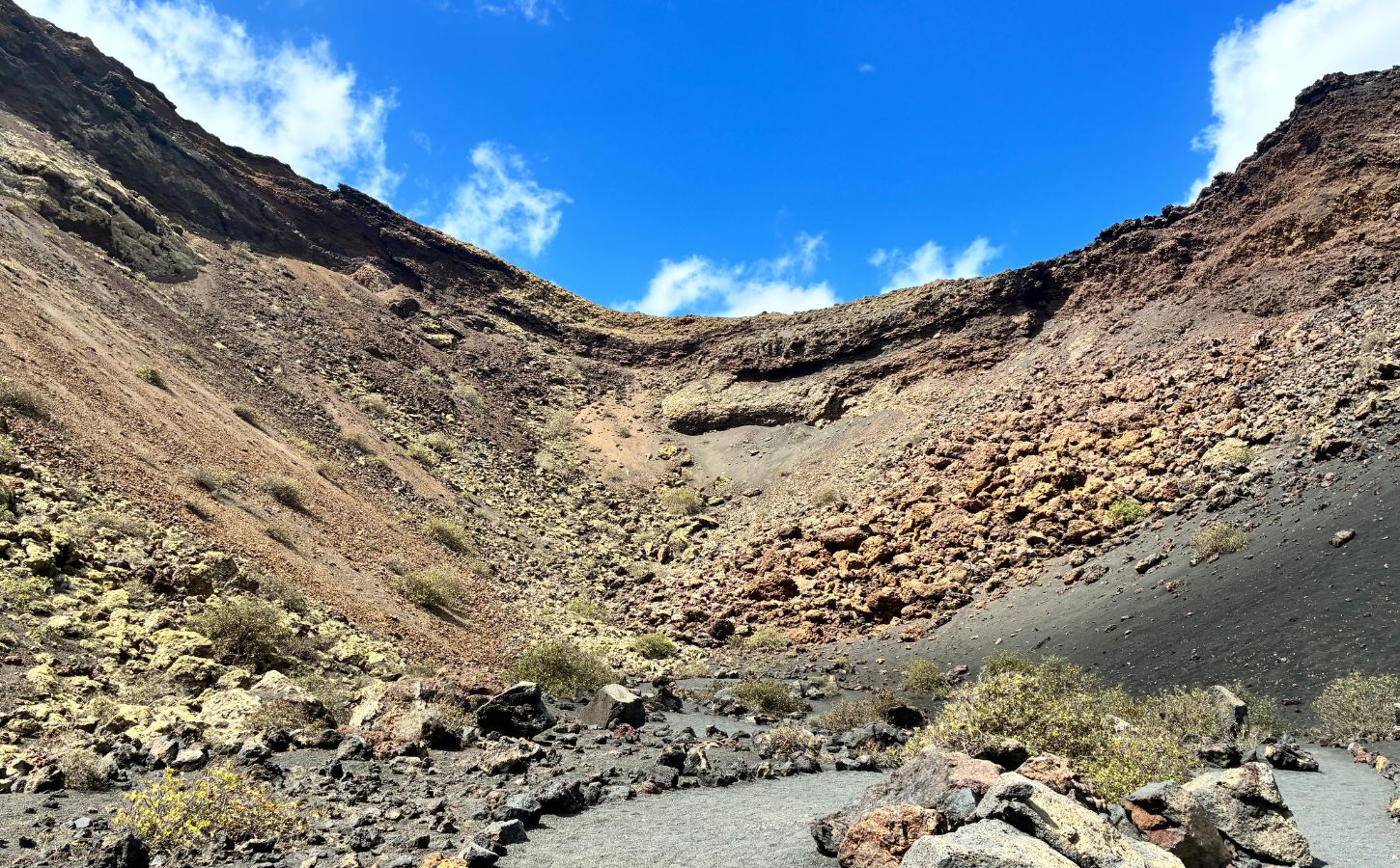 inside the crater of the Del Cuervo volcano volcano of the crows lanzarote
