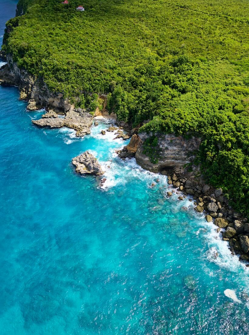 Anse Castalia Ansicht von oben Anse Castalia aus der Drohnenperspektive