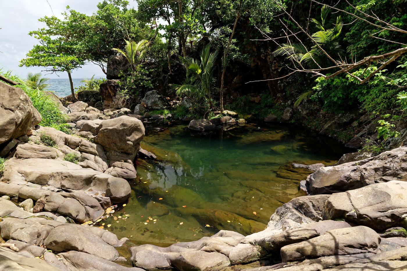 Kleines Becken am Grande-Pointe-Trail Wasserfall auf dem Grande-Pointe-Trail, Guadeloupe