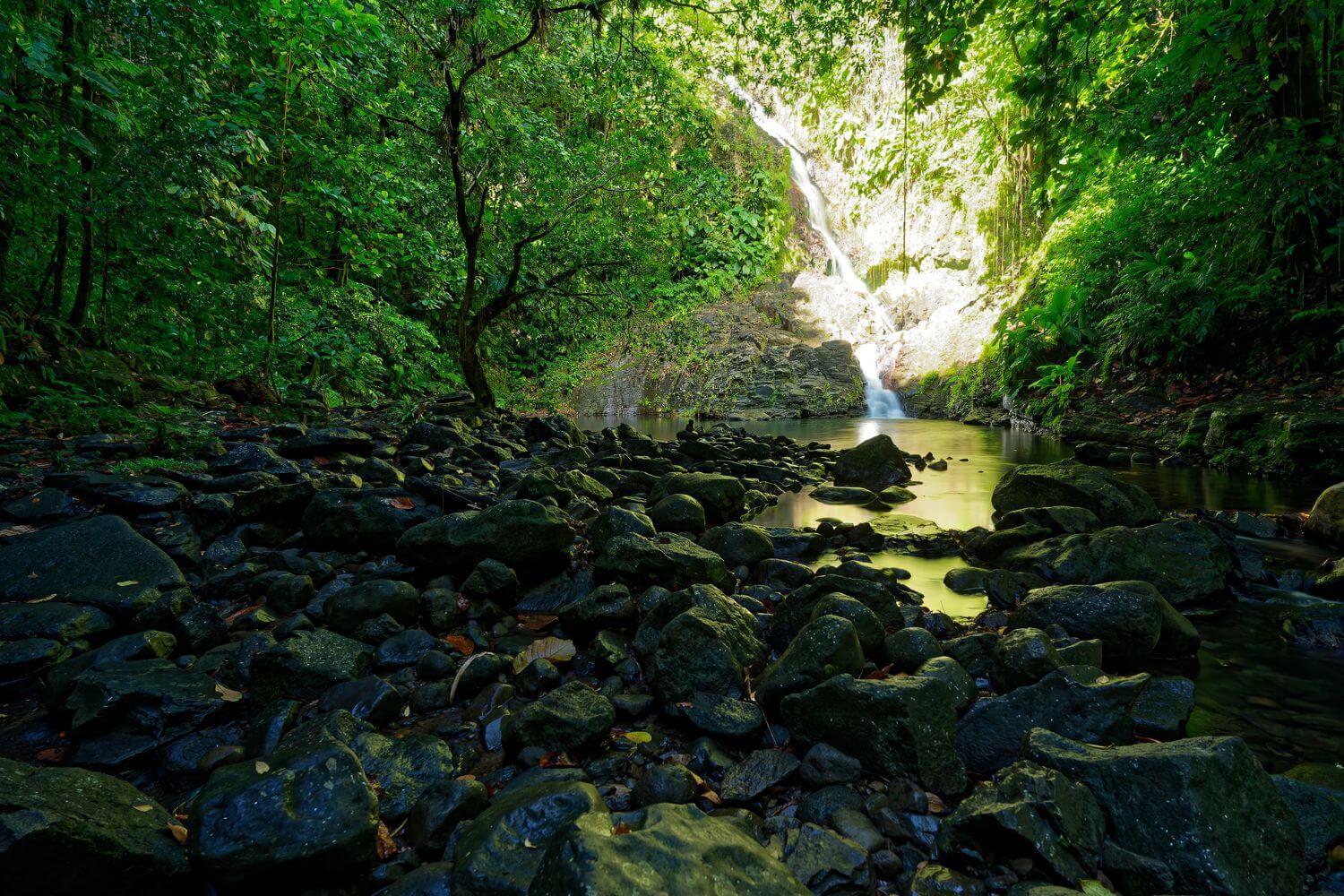 Ankunft am Wasserfall Wasserfall Bras du Fort