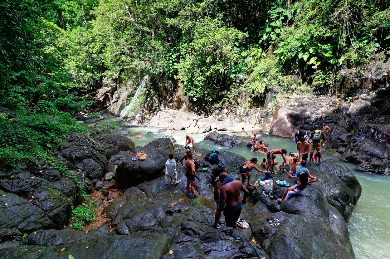 Tourist in Acomat, Guadeloupe Wandern in Guadeloupe, Acomat-Wanderung