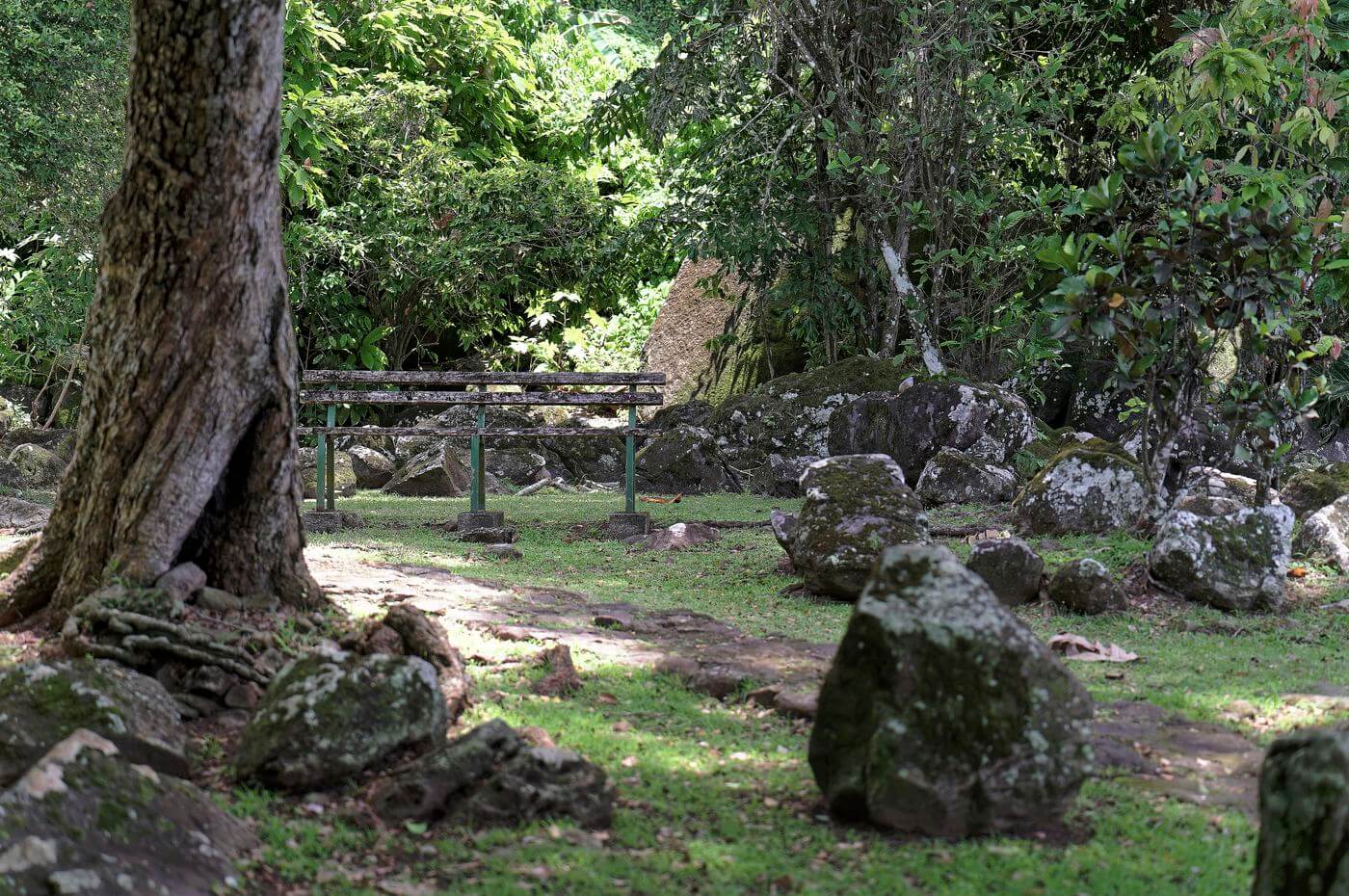Kleine Pause im Park Park in Trois-Rivières in Guadeloupe
