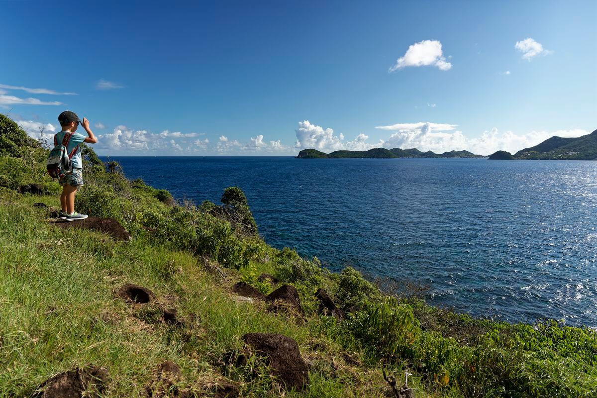 Wandern in der Nähe von Grande Anse, Terre-de-Bas Blick von Terre-de-Bas, Les Saintes