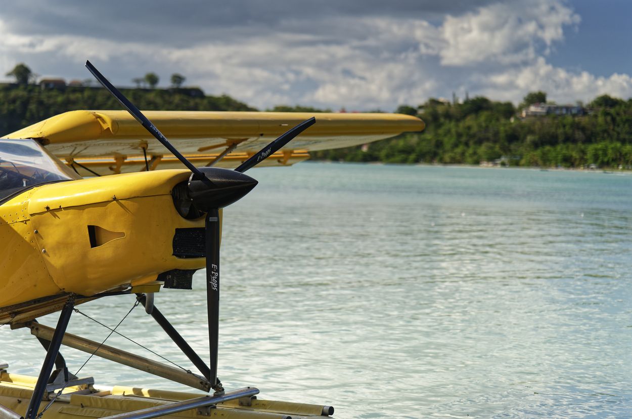 Blick auf das Wasserflugzeug Wasserflugzeugpropeller