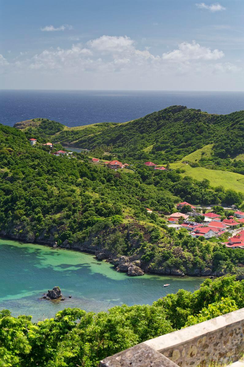 Blick vom Fort Napoléon, Terre-de-Haut Lagune vom Fort Napoléon aus
