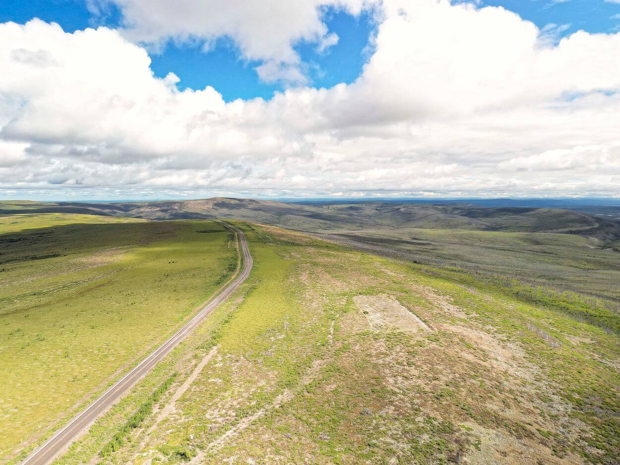 Carretera Dempster vista desde el aire Carretera Dempster vista desde el aire