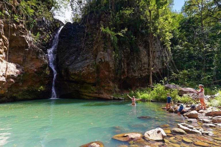Río de Guadalupe La exuberante naturaleza de la cascada Kalinago en Guadalupe