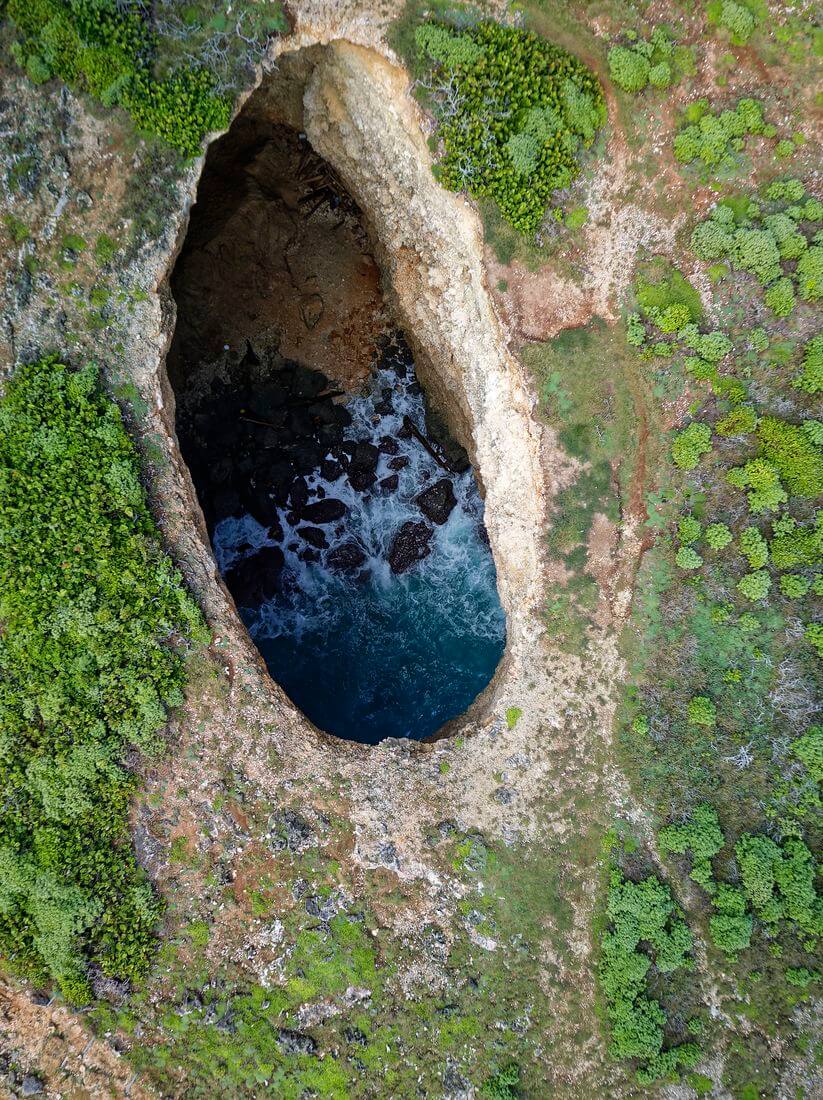 Agujero en el acantilado vista aérea Trou du souffleur