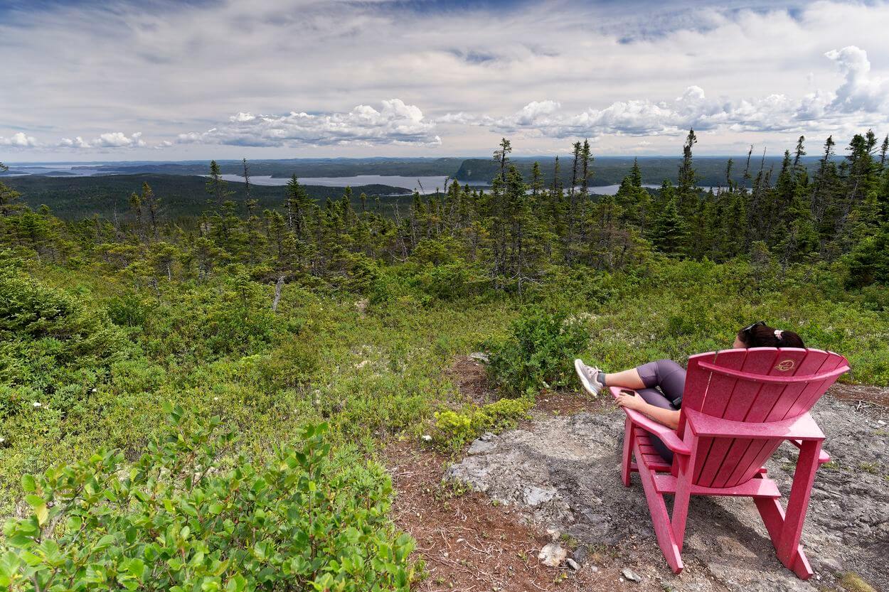 mirador Blue Hill en Canadá, en Terra Nova silla en el mirador Blue Hill en Terra Nova