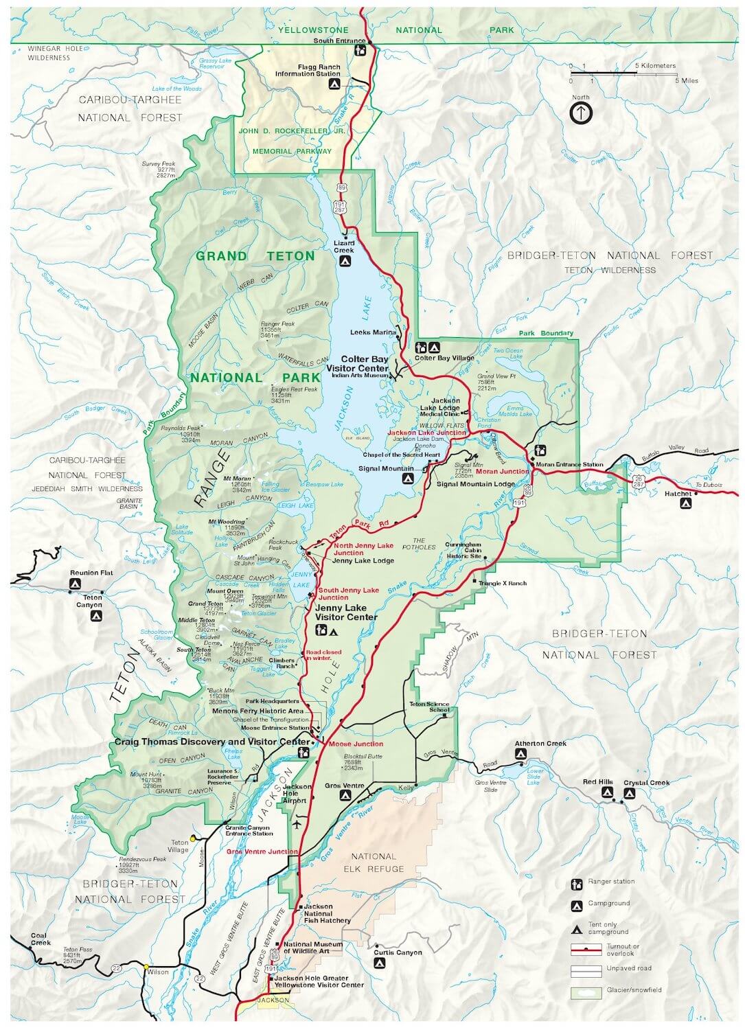 mapa del Parque Nacional Grand Teton mapa del Parque Nacional Grand Teton