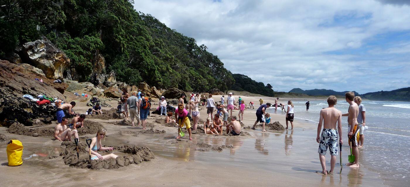 Península de Coromandel: playa Hot Water playa Hot Water en la península de Coromandel
